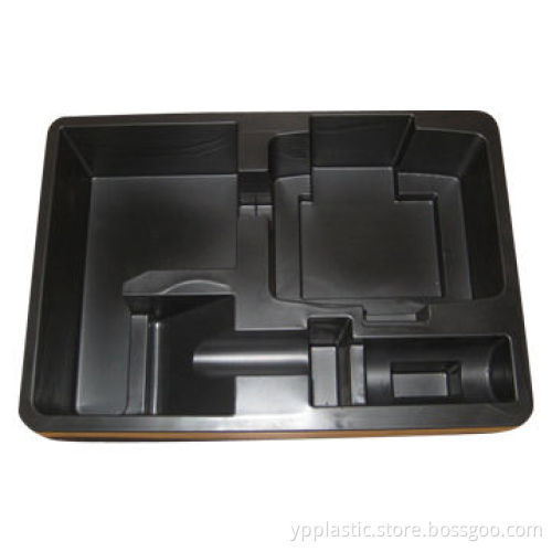 Black PS/PVC flocking tray with customized black deep plastic tray